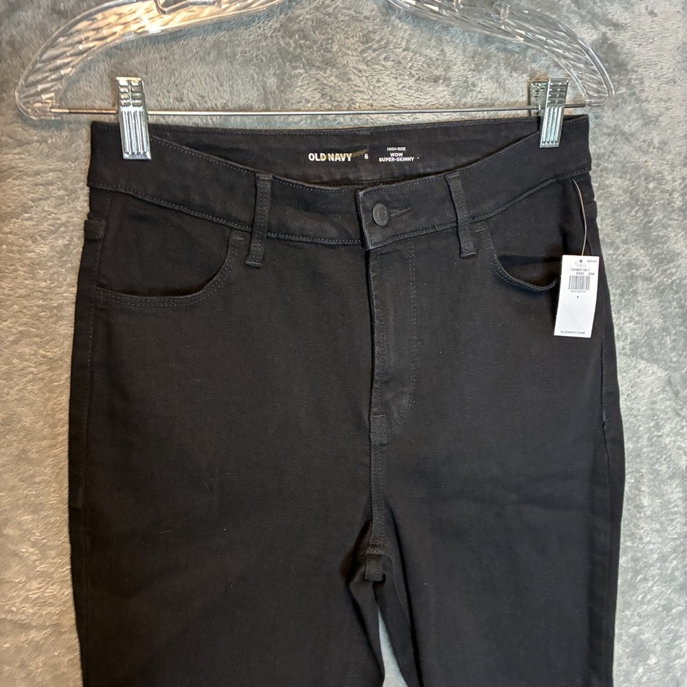 Old Navy Womens High Waisted Wow Super Skinny Jeans 6 Black Stretch Slimming NWT